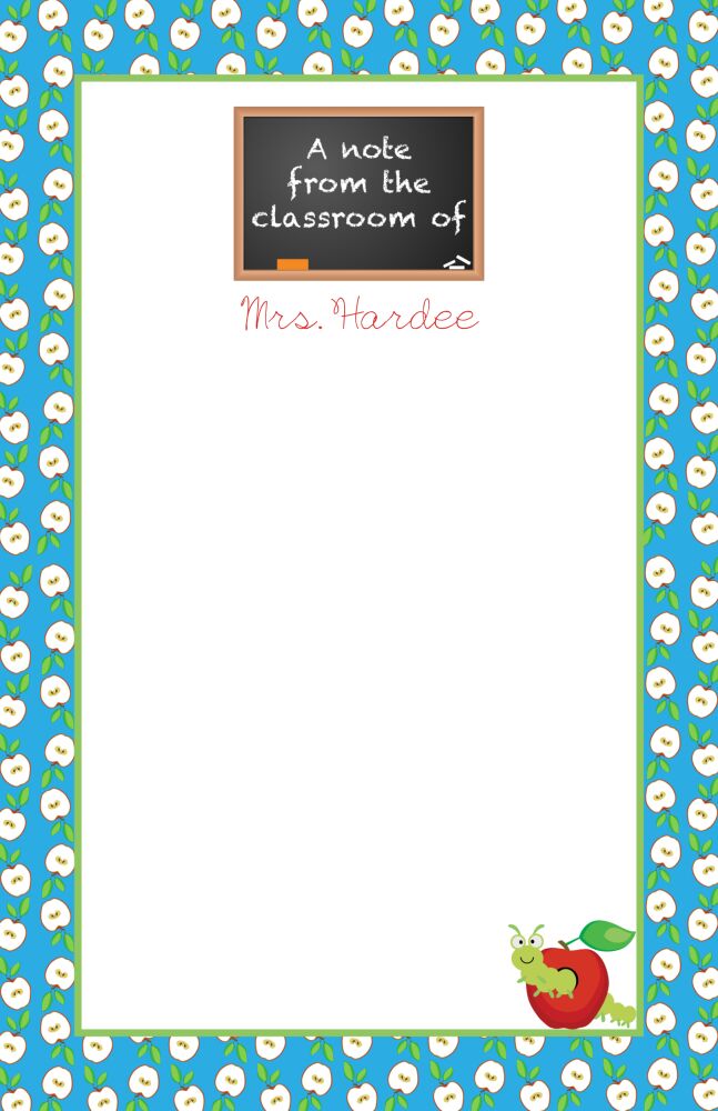 Chalkboard With Apples Border Notepad