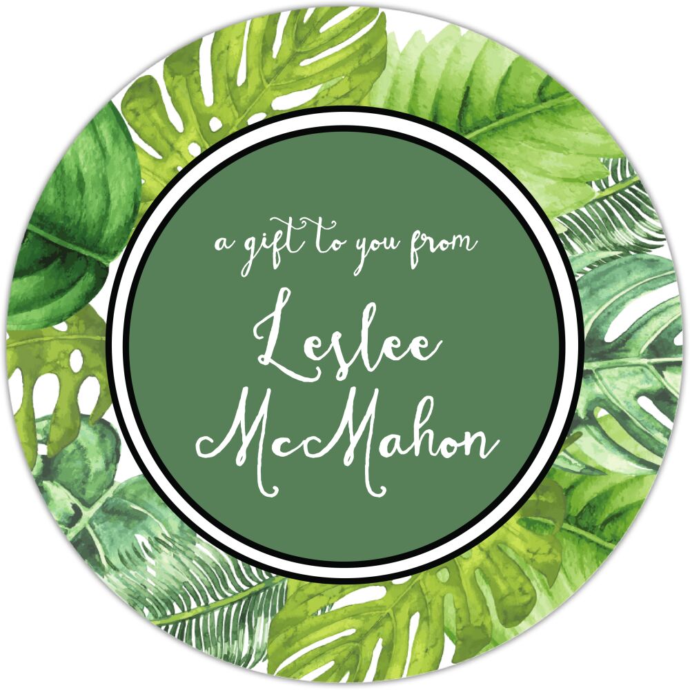 Tropical Leaves Circle Gift Sticker