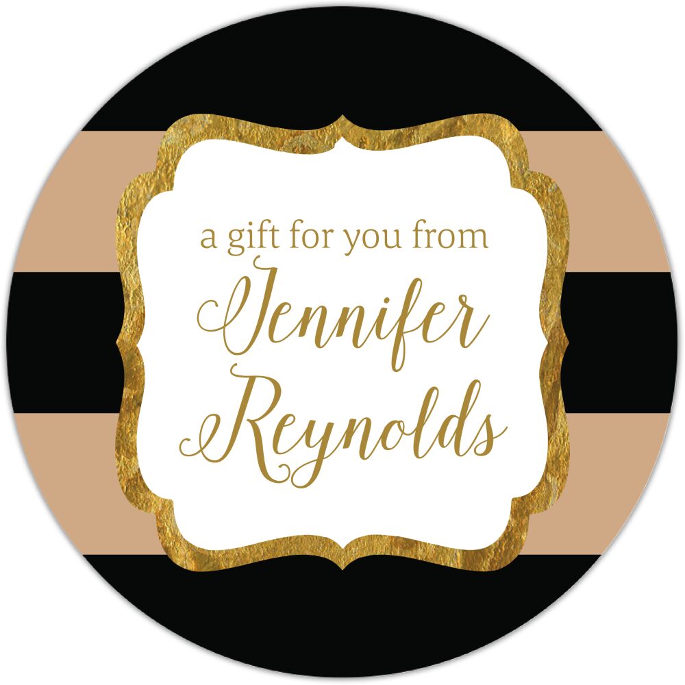 Black & Taupe Glitter Frame Circle Gift Sticker