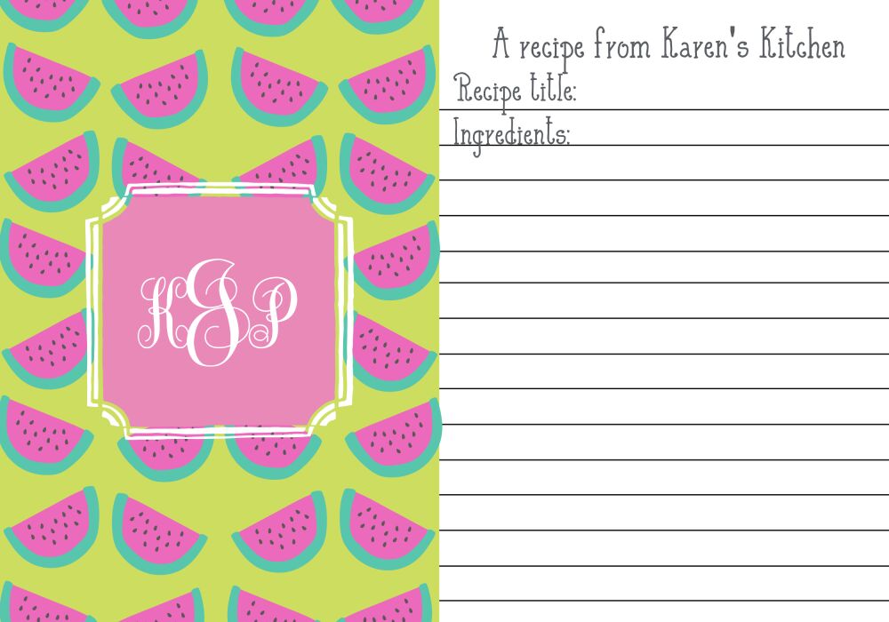 Watermelon Recipe Card