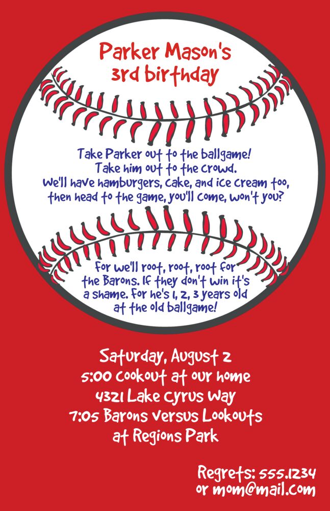 Red Baseball Invitation