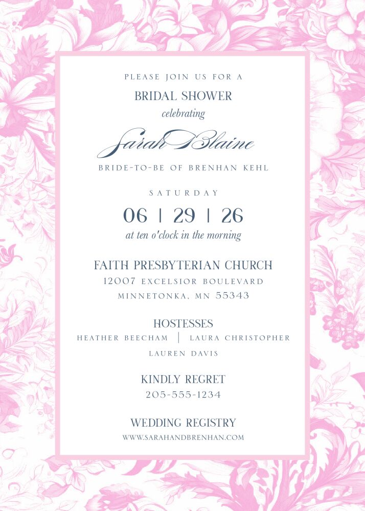 Misty Pink Floral Invitation