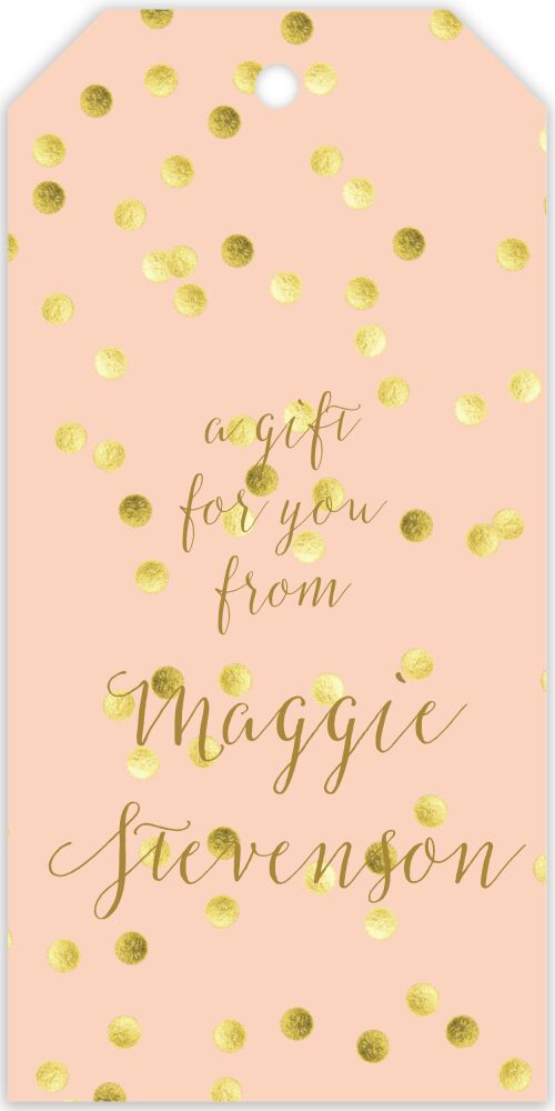 Peach With Glittery Gold Polka Dots Hanging Gift Tag