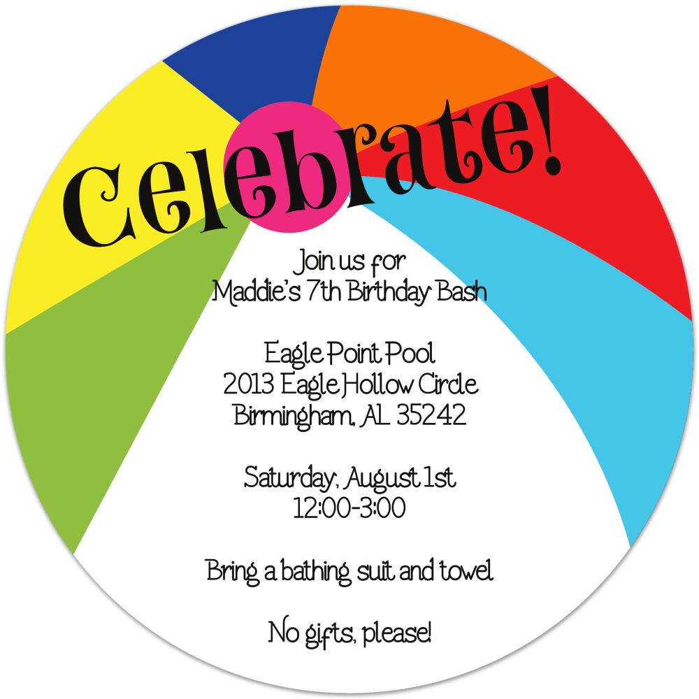 Beach Ball Round Invitation