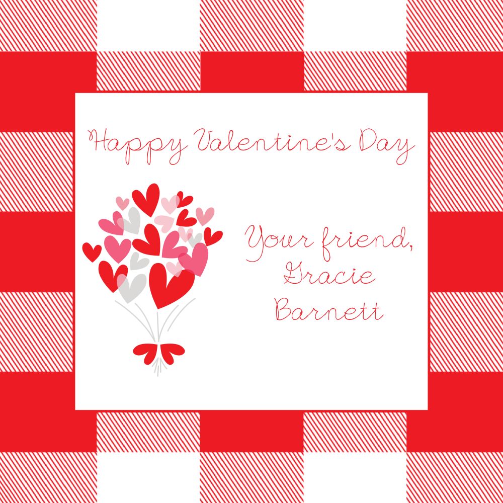 Gingham Bouquet Valentine Gift Sticker
