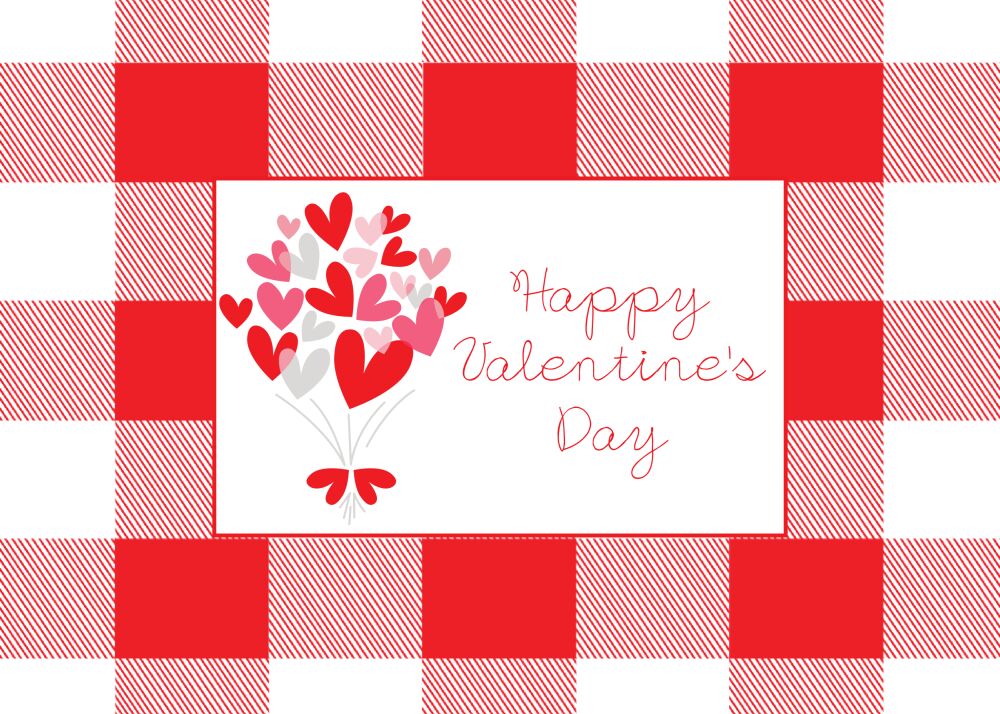 Gingham Bouquet Valentine Card