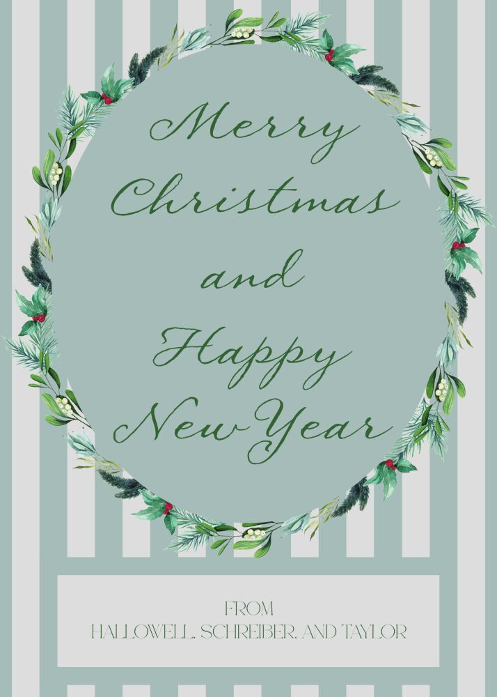 Greenery Portrait Stripe Holiday Greeting Card 