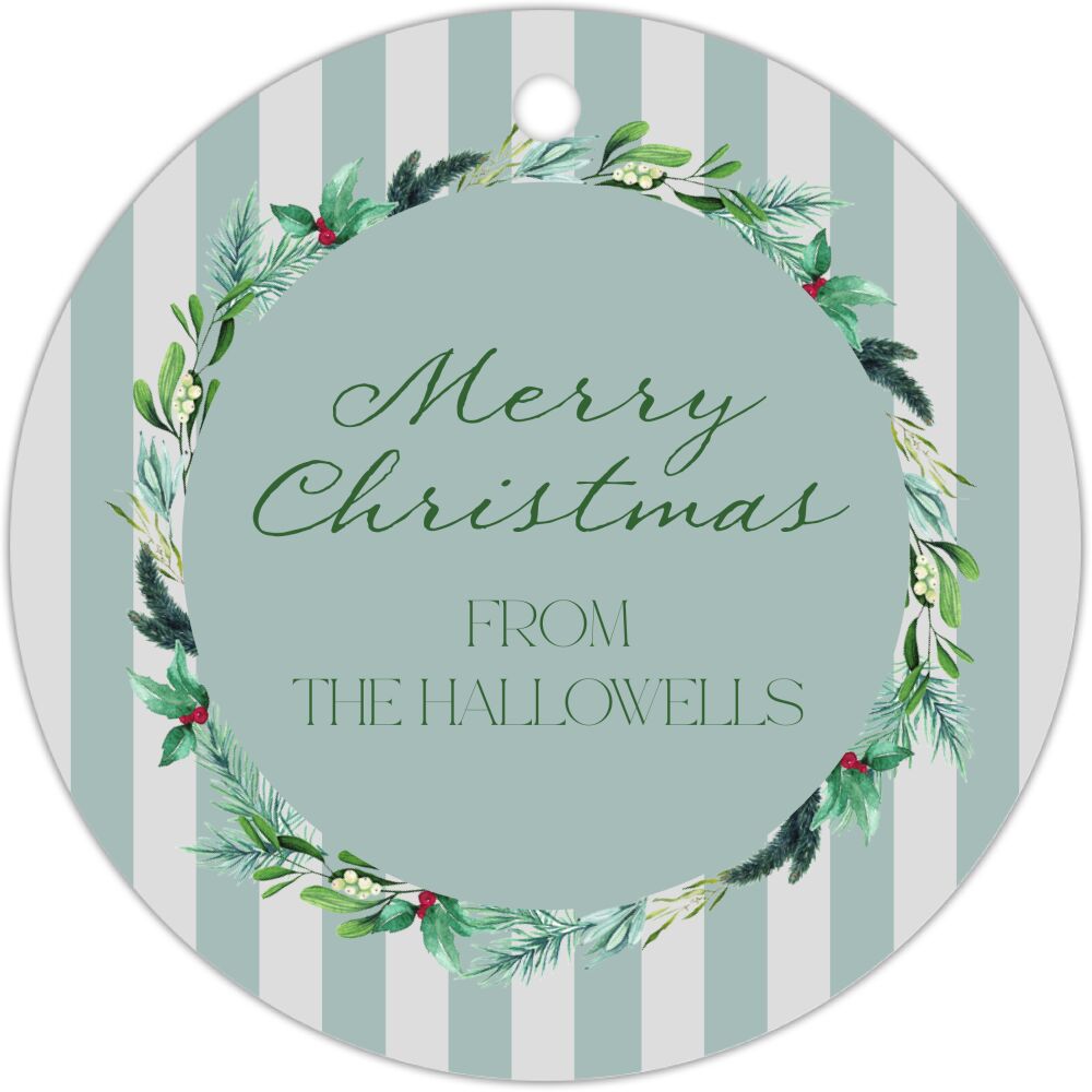 Greenery Portrait Stripe Hanging Gift Tag