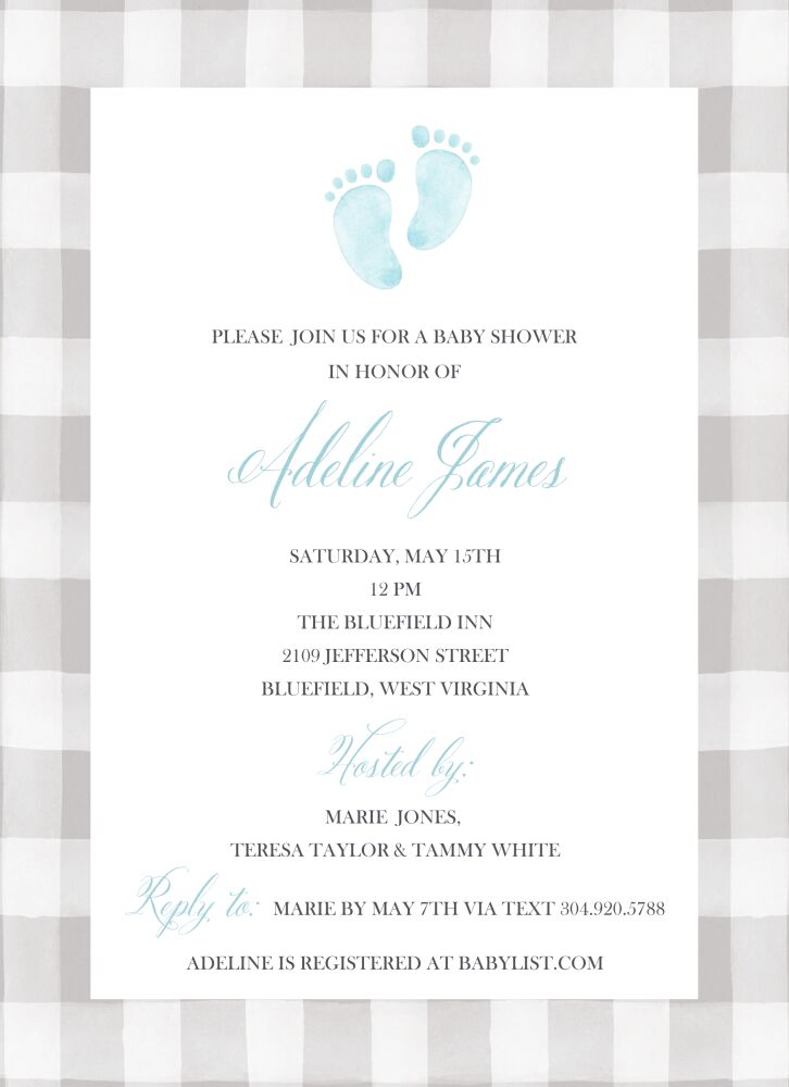 Sweet Feet Baby Boy Shower Invitation