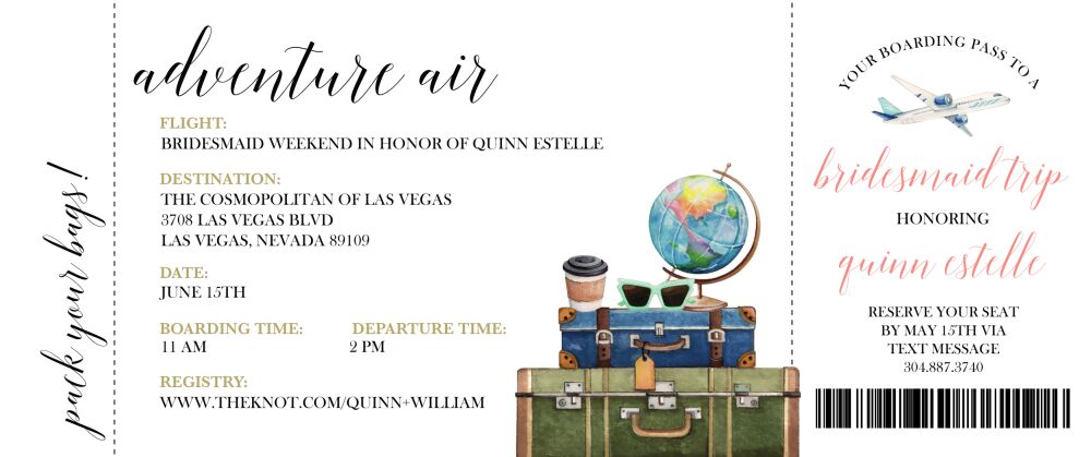 Ticket to Adventure Invitation