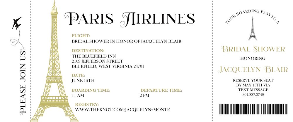 Paris Airline Ticket Invitation