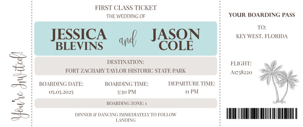 Beach Boarding Pass Invitation