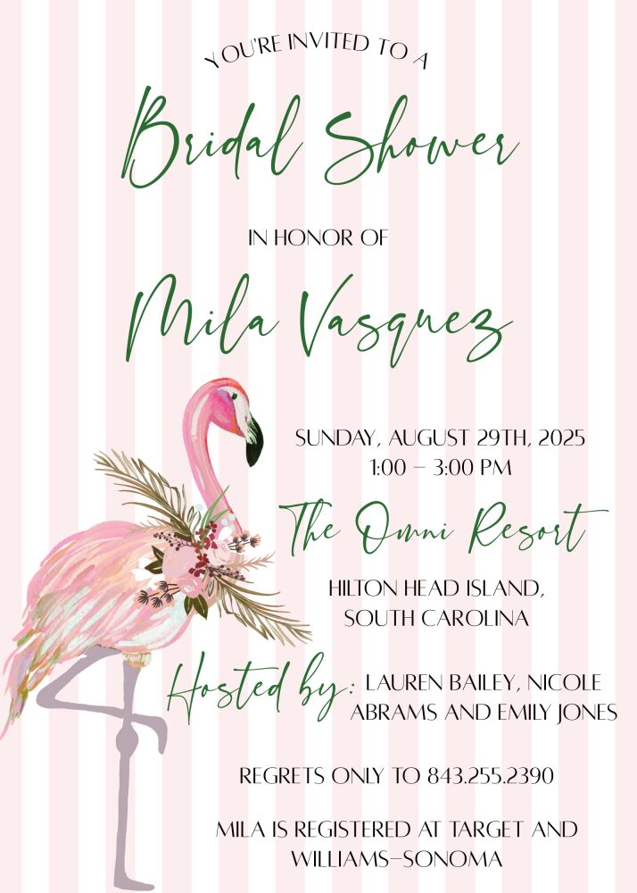 Watercolor Flamingo Invitation