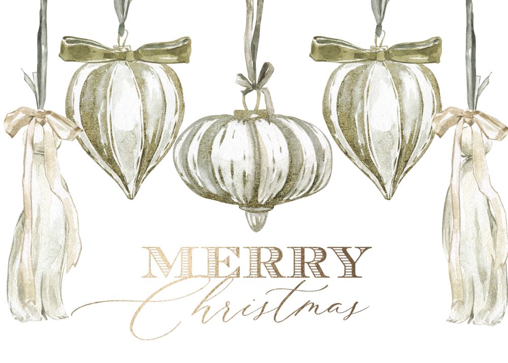 Gold Ornament Folded Holiday Greeting Card 