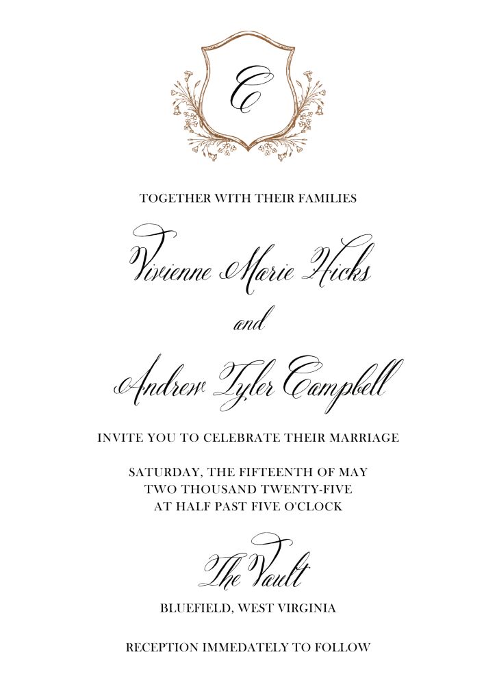 Floral Frame Foil Pressed Invitation