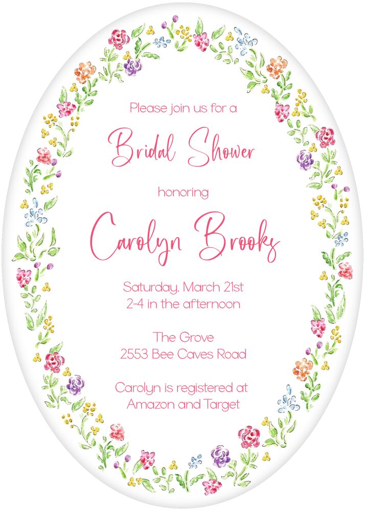 Floral Border Oval Shape Invitation