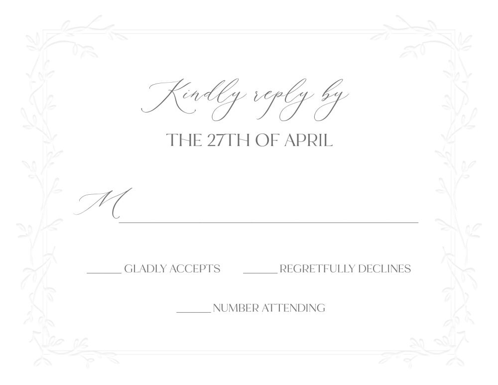 Ivy Border Blind Debossed Reply Card