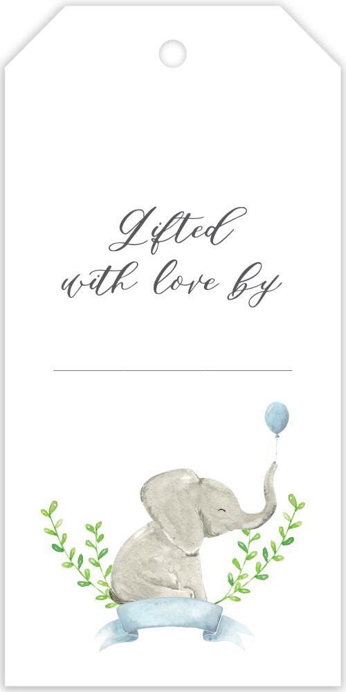 Baby Elephant Blue Hanging Gift Tag